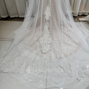 Robes de mariée sirène ajustées en dentelle brodée à col bateau Jancember OY029 - Product Image 6