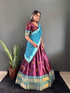 Lehenga choli ผ้าคอตตอนดูปองต้าสำหรับใส่ไปร่วมงานเทศกาลเปิดตัว - Product Image 2