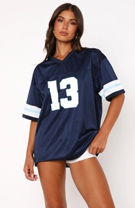 Oversized Loose Summer Print Eco-Friendly Jersey Navy Streetwear <b>T</b>-<b>Shirt</b> for Women - Product Image 3