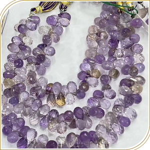 AAA พลอยควอทซ์อะเมทรินธรรมชาติคุณภาพสูงเหลี่ยมเพชรพลอย Briolette หยดน้ำขนาด8นิ้วเส้นใย5-6มม. ccgtc ได้รับการรับรอง alif - Product Image 3