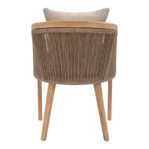 Silla de Comedor Moderna Nórdica de Madera de Teca Sólida con Respaldo de Cuerda Tejida, Sillón de Jardín para Exteriores con Cojín para Hotel y Restaurante - Product Image 4