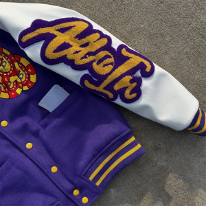 Personalizado 100% algodón peso pesado Chenille bordado lana letras Varsity chaqueta de béisbol de los hombres chaqueta universitaria - Product Image 2