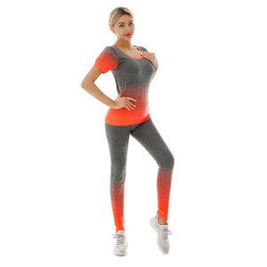 Venta al por mayor de ropa de atletismo entrenamiento correr gimnasio Fitness conjuntos de cintura alta sublimación impresión Yoga desgaste conjunto - Product Image 3