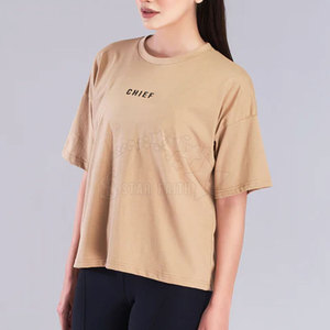 Venta al por mayor de las mujeres camiseta de gran tamaño de mezcla de algodón de ajuste suelto cómodo Casual Streetwear personalizado mujeres camiseta de gran tamaño - Product Image 3