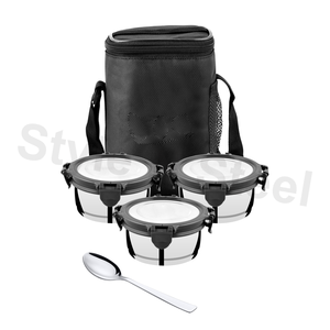 Tiffin Box with Color & Handle 4 Tier Lunch Box Multicolor Stainless Steel Tier Food With Cover - Product Image 1