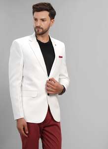 <b>Mens</b> Slim Fit <b>White</b> <b>Blazer</b> Versatile Style For Smart Casual Occasions Parties And Social Gatherings Available At Good Price - Product Image 2