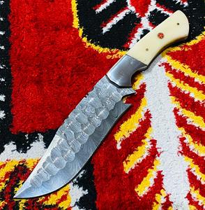 Wholesale 2025 Handmade Damascus Steel Knife Tracker Style Logo <b>Engraving</b> Straight Edge Fixed Leather Sheath Packaging OEM - Product Image 4