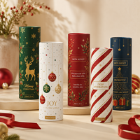 Coffret Cadeau de Noël – Flacon compte-gouttes en verre métallisé 30 ml et Pot de Sérum Rouge et Vert de Luxe pour lancement de marques privées et boutiques