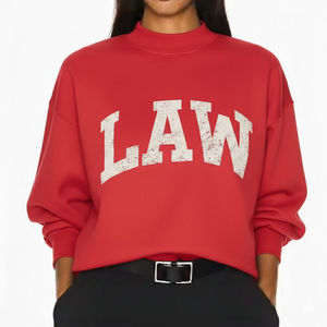 Stylish Oversized Regular Embroidered Front <b>Mock</b> <b>Neck</b> <b>Top</b> Women 100% Cotton Fleece Quick Dry Casual Autumn Wear OEM Service - Product Image 1