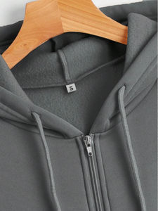 Sudadera con Capucha Personalizable para Hombre, Otoño Invierno, Informal, Personalizada, Manga Larga, Color Sólido, Ajuste Holgado, Teñido Liso - Product Image 3