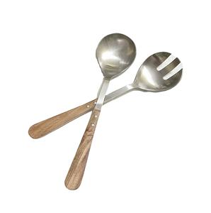 Ensemble de couverts de service en acier inoxydable et bois Dipper 2024 avec couteau, fourchette à poisson, cuillère, cuillère à salade, couverts de cuisine - Product Image 5