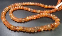 Perles Rondelles Briolette en Pierre de Soleil Africaine Naturelle Orange 5-8,5 mm, Fil de 15 pouces, Taille Facettée, Effet de Couleur Changeant, Haute Qualité, 60 Carats