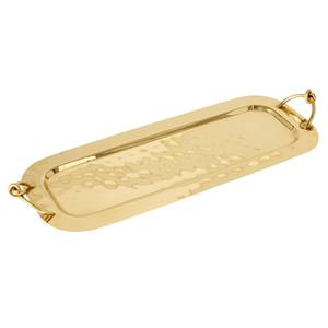 ถาดเสิร์ฟทองแดงตีมือคุณภาพส่งออก พร้อมหูจับ ถาดโลหะทรงสี่เหลี่ยมผืนผ้า ดีไซน์สวยงาม สำหรับตกแต่งบ้านและห้องครัว - Product Image 2