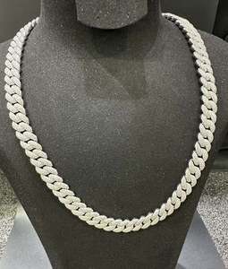 เพชรโมอิส925เงินแท้สีเงินแท้โรเดียม12มม. และ22นิ้วโซ่เชื่อมโยงไมอามี่คิวบาจี้และเสน่ห์ - Product Image 1