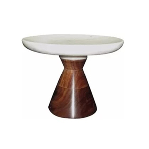 Plato de postre para pastel de bodas y fiestas Soporte de pastel de metal Soporte de pastel de madera con acabado natural a precio económico - Product Image 6