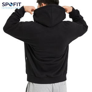 เสื้อฮู้ดผ้าฝ้ายโอเวอร์ไซส์สำหรับผู้ชายเสื้อครอปโบซี่โชว์ไหล่หนาทรงโอเวอร์ไซส์ออกแบบโลโก้ได้ตามต้องการ - Product Image 2