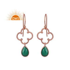 Pendiente colgante de plata de ley con diseño floral de ónix verde natural hecho a mano para mujer, regalo para ella - Product Image 1