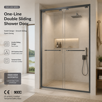 Système de porte de douche en verre trempé moderne en acier inoxydable, un panneau fixe et deux coulissants, cloison durable de 8 mm pour hôtels et villas