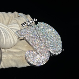 Pendentif en diamant cultivé en laboratoire VVS personnalisé collier à breloques en argent 925 avec nom collier à breloques en diamant CVD personnalisé Hip Hop Bustdown - Product Image 1