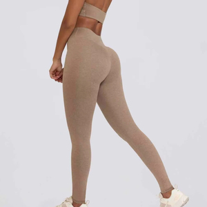 Mejor diseño de las mujeres de gimnasio sin costuras y ejercicio de yoga deporte Legging logotipo personalizado Yoga Legging con patrón sólido para Fitness al por mayor - Product Image 1