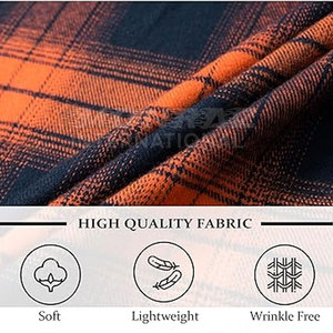 Vente en gros de chemise en flanelle 100% coton Chemise classique à carreaux chauds pour hommes pour l'automne hiver Vêtements classiques respirants pour hommes - Product Image 5