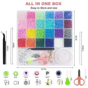 Ensemble de perles de rocaille en cristal de verre personnalisées de 4mm, lot de 3400 pièces, petite lettre, perle d'amitié, bracelet artisanal, pour kit de fabrication de bijoux à bricoler soi-même, vente en gros