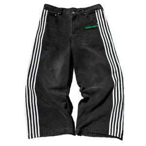 Hot Selling Men Casual Streetwear Customized Logo Woolen Cotton <b>Elastic</b> Breathable Sweatpants Mid <b>Lace</b> Drawstring Closure Flared - Product Image 1