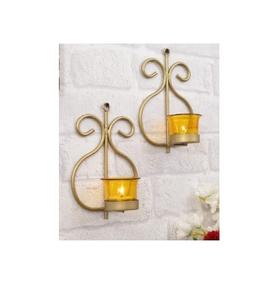 Gold Finished <b>Hammered</b> Metal Candle <b>Holder</b> Set of Two Wholesale Handmade Stylish Indian Brass Plated Metal Candle <b>Holder</b> - Product Image 1