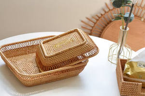 Cestas de almacenamiento de ratán hechas a mano para la cocina del hogar Cesta de servicio tejida de ratán - Product Image 6