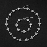 Collar de tenis con forma de corazón y circonita cúbica brillante, cadena de latón para mujer, joyería elegante al por mayor