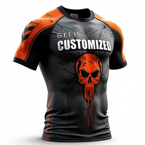Rash Guard Personalizado de Diseño Exclusivo Elástico Transpirable de Secado Rápido 100% Poliéster de Ajuste Ceñido por Compresión para Kimono de Jiu Jitsu - Product Image 1