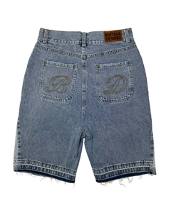 Custom Men's Raw Viral Denim Baggy Jorts dobladillo desgastado bordado pantalones vaqueros lavados pantalones cortos de los hombres para la venta - Product Image 5