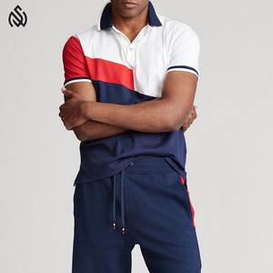 Nueva llegada de polos con pantalones cortos para correr para adultos/conjuntos de verano con parches de dos tonos para niños - Product Image 1