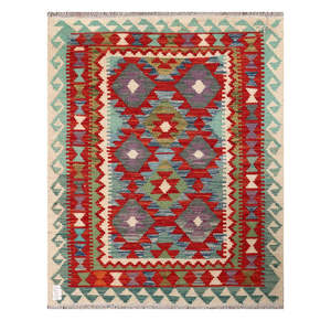 Alfombra Kilim de Maimana, Afganistán, 122 x 97 cm, Decoración de Pared - Product Image 1