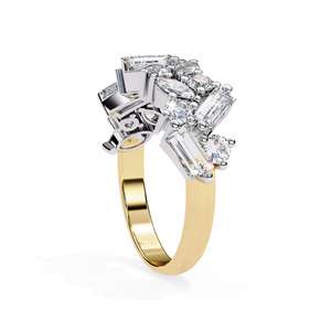 Bague de mariage de luxe avec diamants de laboratoire en or 18 carats multi-formes avec marquise ronde et coupe baguette pour femme - Product Image 1
