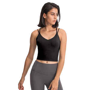 Nuevas mujeres de moda Sexy Workout Fitness Yoga Bra Ladies Cross Back Sports Tops con logotipo personalizado acolchado extraíble - Product Image 2