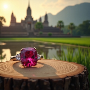 Customizable 18K <strong>Gold</strong> Ruby Cushion Cut <strong>Ring</strong> Fine Thai Jewelry Heirloom Quality Statement Piece for <strong>Weddings</strong> <strong>and</strong> Parties - Product Image 4