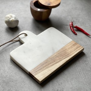 Design attrayant planche à découper en marbre et en bois planche à découper de forme carrée avec poignée ménage oignon bloc à découper - Product Image 5