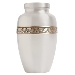 High Class Quality Funeral <b>Memorial</b> <b>Keepsake</b> Adult Ashes Silver Finishing Steel Urns In Flower Design Adult Ashes At Lower Price - Product Image 1