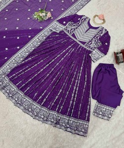 MORDEN GEORGETTE HILO Y SECUENCIA CON REMACHE MOTI BATA DE TRABAJO FONDO CON DUPATTA DESGASTE FESTIVA PRECIO AL POR MAYOR ROPA ÉTNICA - Product Image 6