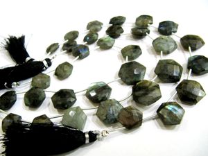 Cuentas de Labradorita Natural de Alta Calidad, Forma Hexagonal, Facetadas, Tipo Briolette, 12-15 mm, Hebras de Piedra de 8 Pulgadas de Largo, EMINENT JEWEL - Product Image 3