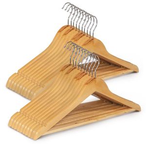 CLIQUEZ À LA MAIN MEILLEUR Cintre en bois Lotus de haute qualité de style boutique avec encoches avec cintre de costume de barre - Product Image 3