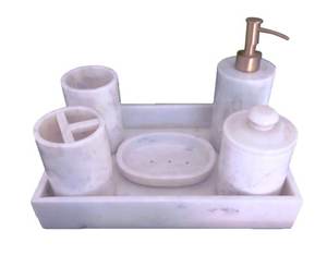 Conjunto de baño de mármol decorativo, nuevo diseño de mármol, dispensador de jabón para baño, plato de jabón, juegos de regalo - Product Image 4