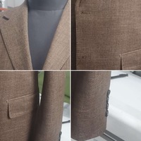 Jas Pria Cokelat Tembakau Bertekstur Single Breasted Dua Kancing Kerah Notch Saku Lipat Jas Bisnis untuk Pria Custom MTM