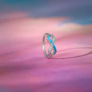 Anillo ajustable infinito de plata para mujer, joyería de cobre elegante a la moda con tecnología de incrustaciones, ajuste de garra religiosa clásica - Product Image 2