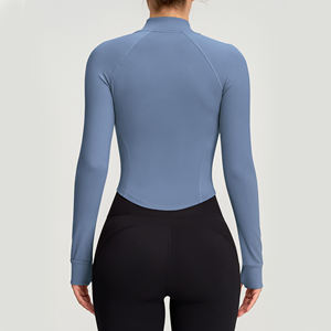 Veste de sport pour femme en gros, coupe courte, fermeture éclair intégrale, haut de sport avec col montant, douce, confortable, coupe ajustée, veste d'entraînement - Product Image 2