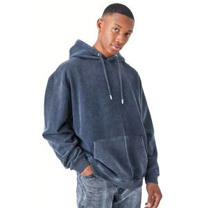 Confortable hommes 100% coton lavage à l'acide sweats à capuche automne hiver Premium crochet solide motif ODM approvisionnement - Product Image 1