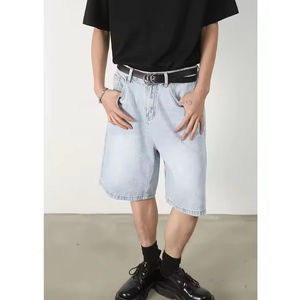 High Heavy Quality Rhinestones Distressed Summer Streetwear Denim <b>Shorts</b> for <b>Men</b> Custom <b>Men's</b> <b>Baggy</b> Denim <b>Shorts</b> - Product Image 4