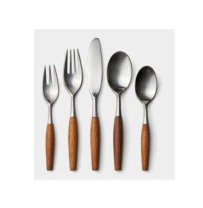 Couverts authentiques en acier inoxydable avec manche en bois conçus avec un style moderne parfait pour les repas festifs des maisons familiales - Product Image 2