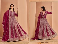 Belle Georgette brodée longue robe de Style Anarkali pantalon Dupatta ensemble indien pakistanais vêtements pour les fêtes de mariage adulte